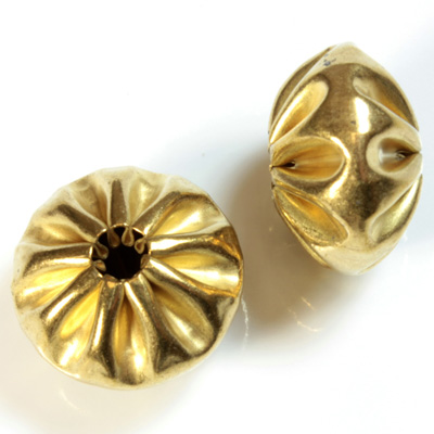 Brass Corrugated Bead - Fancy Melon Mushroom 20MM RAW