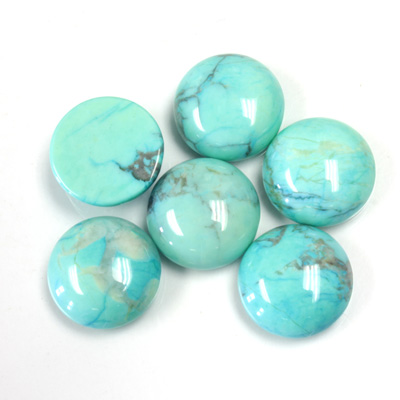 Gemstone Cabochon - Round 12MM HOWLITE DYED CHINESE TURQ