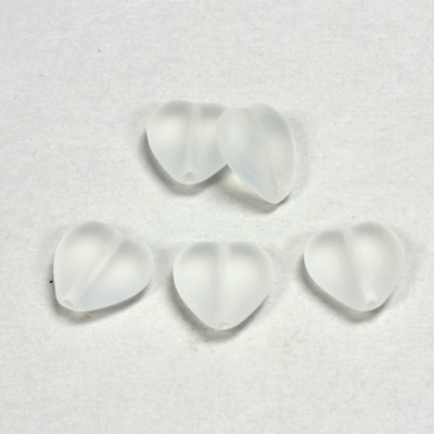 Czech Pressed Glass Bead - Smooth Heart 12x11MM MATTE CRYSTAL