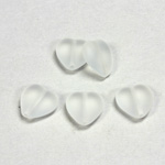 Czech Pressed Glass Bead - Smooth Heart 12x11MM MATTE CRYSTAL