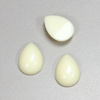 Plastic Flat Back Opaque Cabochon - Pear 18x13MM IVORY