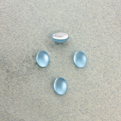 Plastic Flat Back Foiled Cabochon - Oval 08x6MM MATTE LIGHT SAPPHIRE