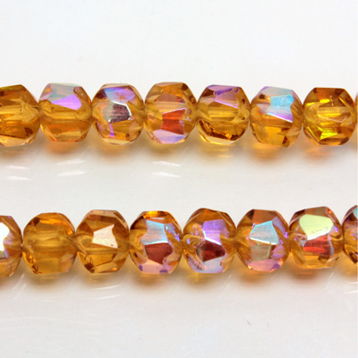 Czech Glass Fire Polished Bead - Rondelle Disc 6x5MM TOPAZ AB