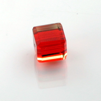 Chinese Cut Crystal Bead 18 Facet - Cube 08x8MM LT SIAM RUBY