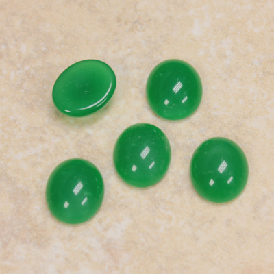 Glass Medium Dome Cabochon - Oval 12x10MM CHRYSOPHRASE