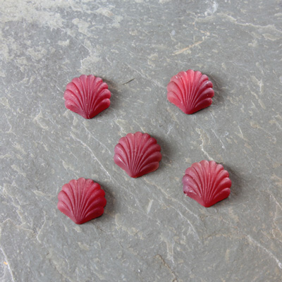 Glass Cabochon - Shell 08x7MM MATTE RUBY Foiled