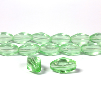 Czech Pressed Glass Bead - Lantern 11x7MM PERIDOT