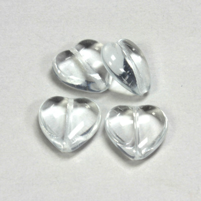 Czech Pressed Glass Bead - Smooth Heart 16x15MM CRYSTAL