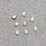 Glass Medium Dome Foiled Cabochon - Pear 06x4MM WHITE PINFIRE OPAL
