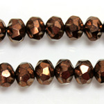 Czech Glass Fire Polished Bead - Rondelle Disc 8x6MM ANTIQUE COPPER