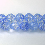 Czech Glass Fire Polish Bead - Round 10MM STRIPED BLUE