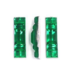 German Plastic Flat Back Art Deco Stones - Cushion (Rectangle) 29x9MM EMERALD Foiled Back