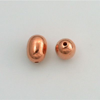 Metalized Plastic Smooth Bead - Oval 11x8MM COPPER