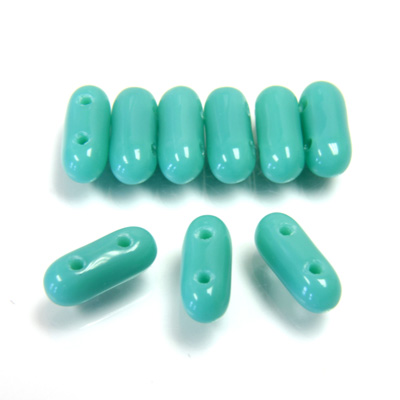 Preciosa Czech Pressed Glass 2-Hole Bead - Twin Roller 09x4MM TURQUOISE