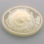 Plastic Cameo - Double Heads Oval 40x30MM IVORY ON MATTE CRYSTAL