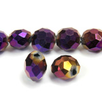 Chinese Cut Crystal Bead 26 Facet Side Drilled - Rondelle 08MM PURPLE METALLIC