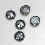 Glass Cabochon Baroque Top Pearl Dipped - Round 12MM DARK GREY