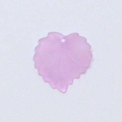 German Plastic Carved Leaf with Hole 16MM MATTE LT AMETHYST