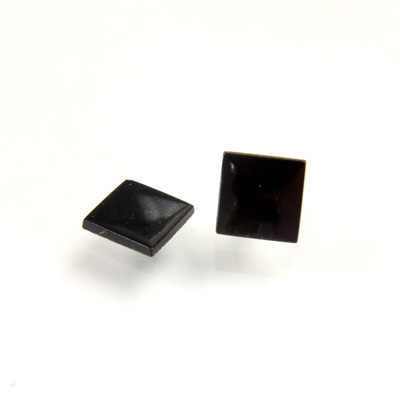 Czech Glass Low Dome Buff Top Cabochon - Square 10x10MM JET