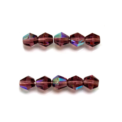 Czech Glass Fire Polished Bead - Bicone 06MM AMETHYST AB