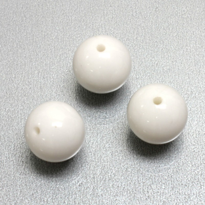 Plastic Bead - Opaque Color Smooth Round 14MM WHITE