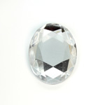 Plastic Flat Back Foiled Rose Cut Rhinestone - Oval 30x22MM CRYSTAL