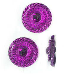 German Plastic Flat Back Foiled Cabochon - Round Swirl Effect 25MM AMETHYST