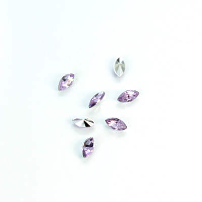 Plastic Point Back Foiled Stone - Navette 06x3MM LT AMETHYST