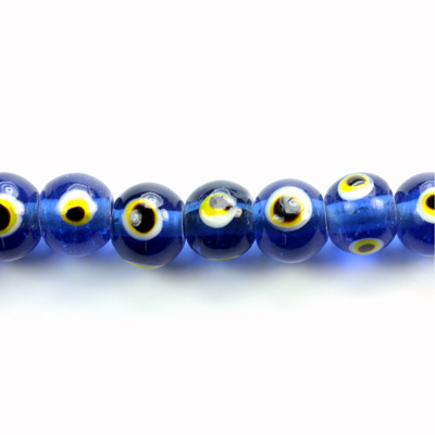 Glass Lampwork Bead - Eye Round 10MM SAPPHIRE