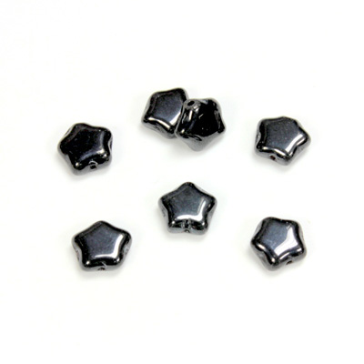 Czech Pressed Glass Bead - Star 08MM HEMATITE