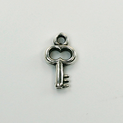 Metalized Plastic Pendant- Key 18x10MM ANT SILVER