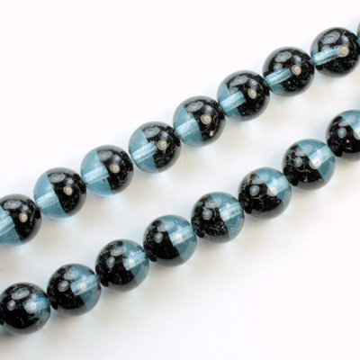 Czech Pressed Glass Bead - Smooth 2-Color Round 08MM DYED MONTANA BLACK