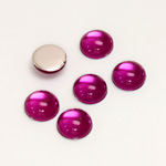 Plastic Flat Back Foiled Cabochon - Round 09MM FUCHSIA