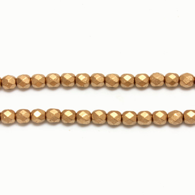 Czech Glass Fire Polish Bead - Round 04MM Full Coated Matte GOLD