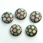 Glass Low Dome Buff Top Cabochon - Peacock Round 13MM MATTE GREEN