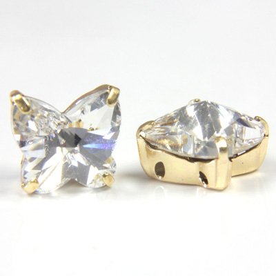 Crystal Stone in Metal Sew-On Setting - Butterfly 10MM CRYSTAL-RAW