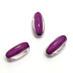 Plastic Bead - Color Lined Smooth Beggar 17x9MM CRYSTAL PURPLE LINE