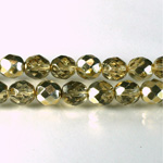 Czech Glass Fire Polish Bead - Round 08MM 1/2 Coated CRYSTAL/GOLD