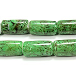 Glass Lampwork Bead - Tube Smooth 22x14MM GREEN MATRIX