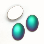 Glass Medium Dome Foiled Cabochon - Coated Oval 18x13MM MATTE HELIO GREEN