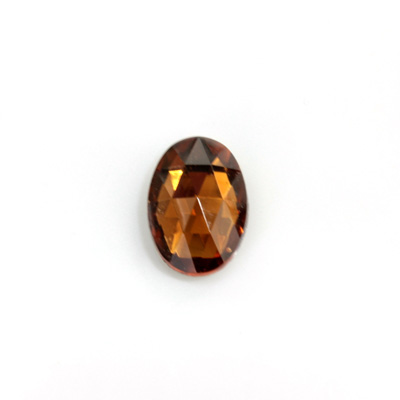 Glass Flat Back Foiled Rauten Rose - Oval 14x10MM SMOKE TOPAZ