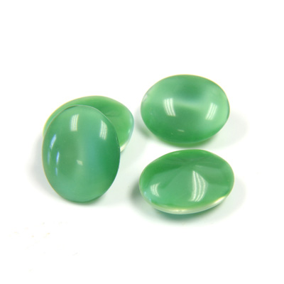 Glass Point Back Buff Top Stone Opaque Doublet - Oval 12x10MM GREEN MOONSTONE