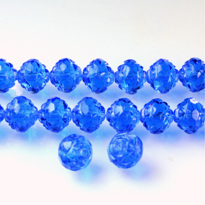 Czech Glass Fire Polished Bead - Fancy Cut Flower 08MM SAPPHIRE