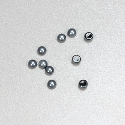 Glass Medium Dome Cabochon Pearl Spray Finish - Round 04MM DARK GREY