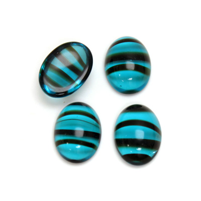 Glass Medium Dome Cabochon - Oval 14x10MM BLUE TORTOISE