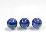 Czech Glass Lampwork Bead - Round 10MM SWIRL BLUE 02953