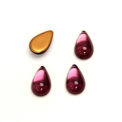 Glass Medium Dome Foiled Cabochon - Pear 13x8MM AMETHYST