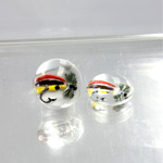 Glass Crystal Painting with Carved Intaglio Trout Fly Fishing - Round 13MM NATURAL on CRYSTAL