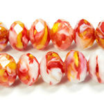 Chinese Cut Crystal Millefiori Bead - Rondelle 12MM LT RED