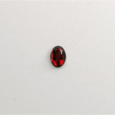 Glass Flat Back Rose Cut Faceted Foiled Stone - Oval 07x5MM RUBY